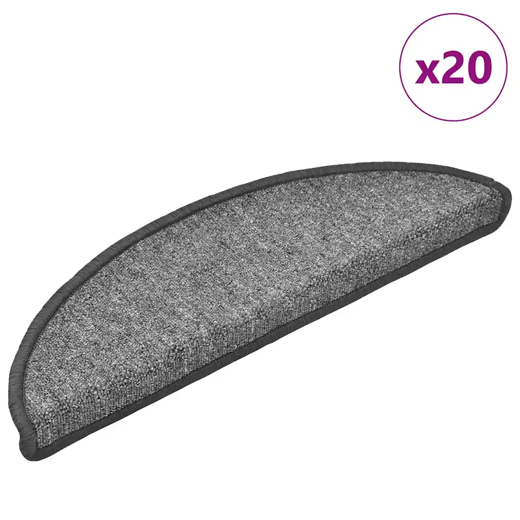 Tappetini per scale 20 pz | Gradini per Scale 56x17x3 cm Grigio scuro Semicircolari