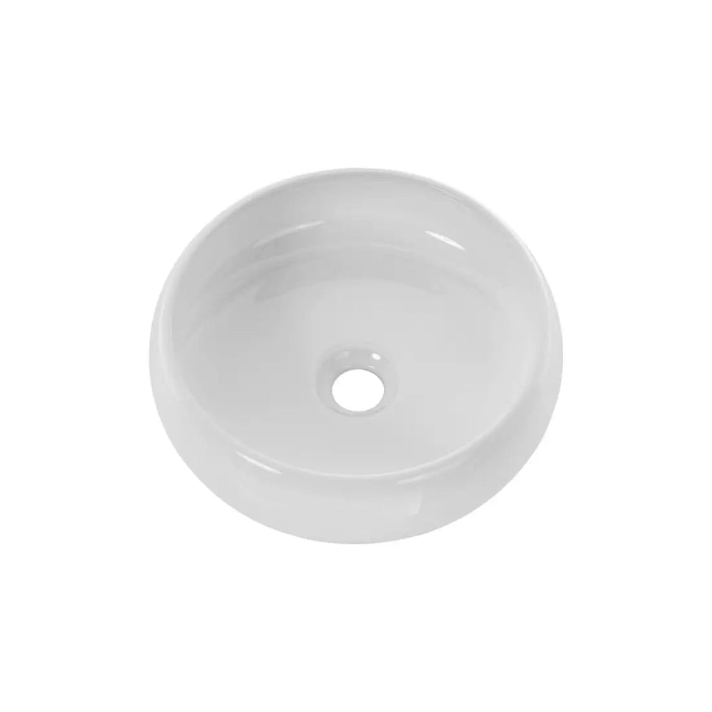 Lavabo da appoggio rotondo 36 cm in ceramica bianca lucida