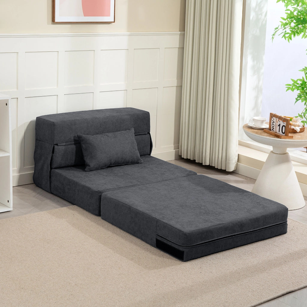 Divano letto trasformabile ¨C Xylo ¨C Schiuma grigio scuro con cuscini