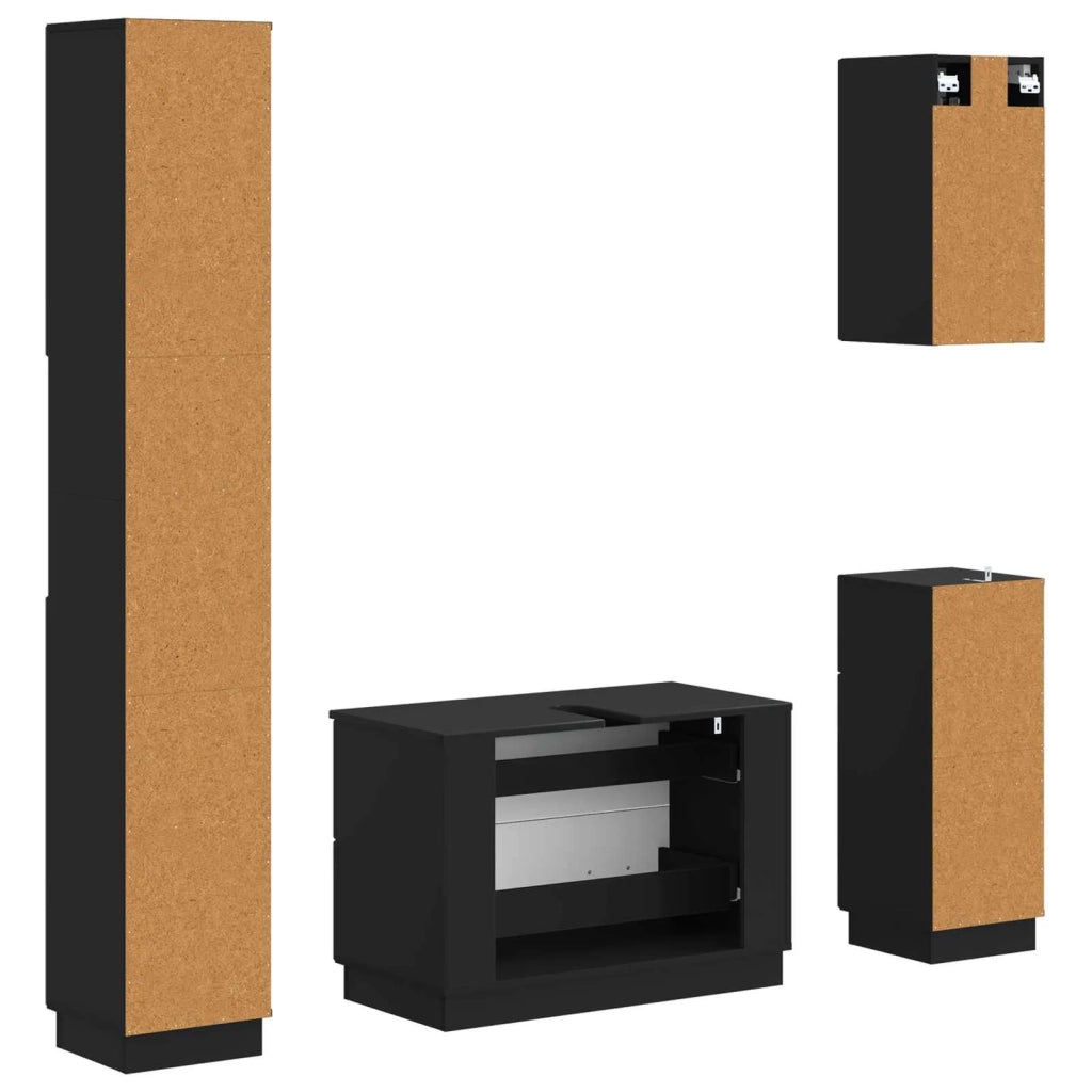 Set di Mobili da Bagno da 4 Pezzi HOORN Nero 3417955