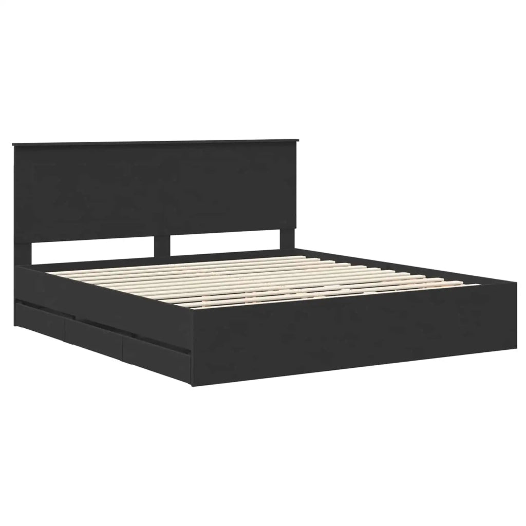 Letto matrimoniale | Letto per adulti | Struttura del letto Nero 180 x 200 cm Legno Ingegnerizzato