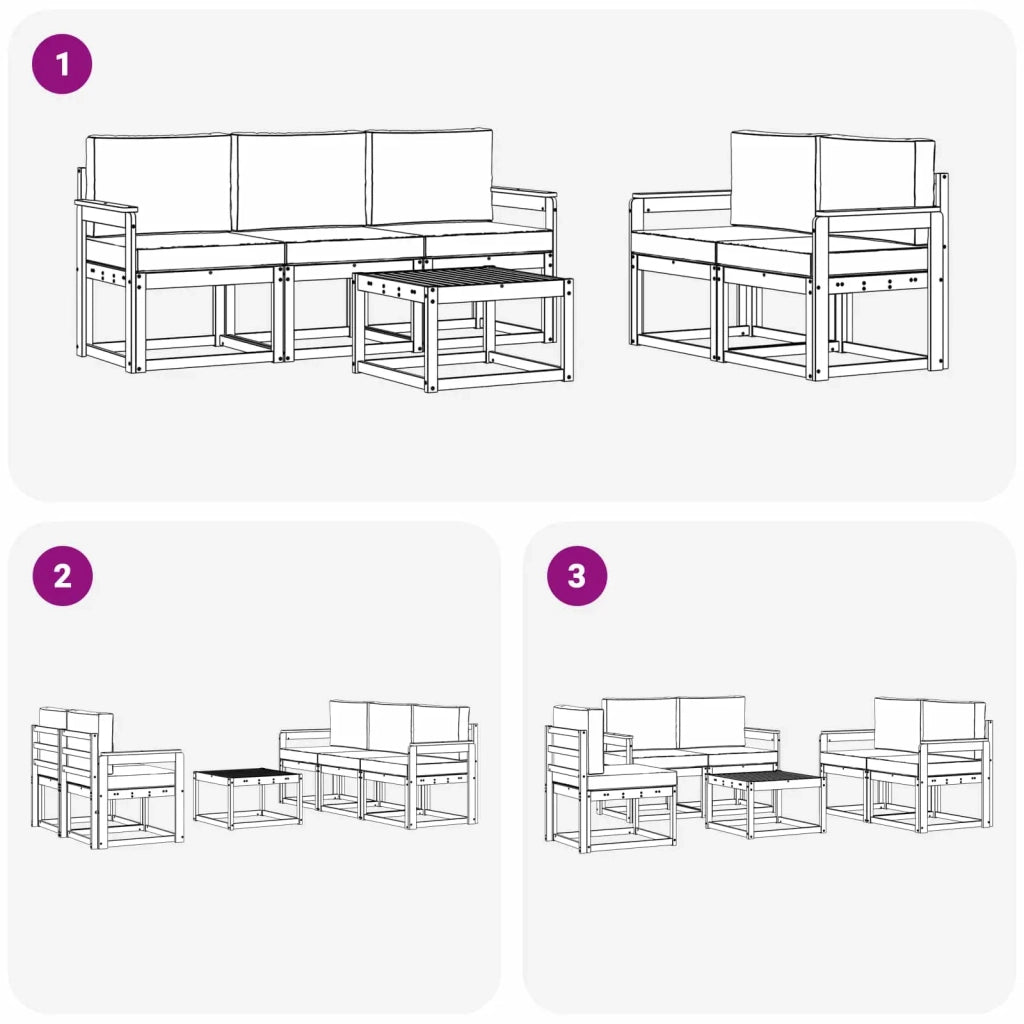 Set di divani da esterno 6 pz Bianco e Grigio Chiaro Poliestere 3387235