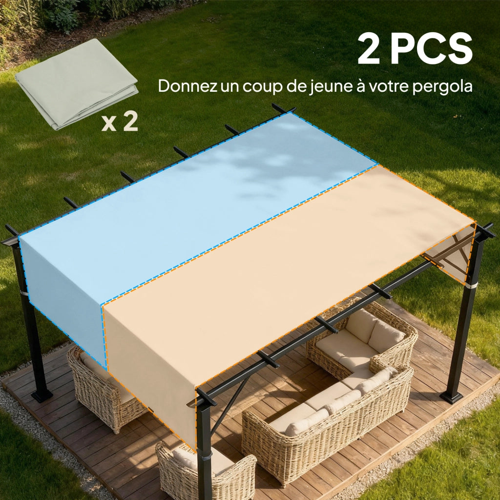 Tenda da Pergola 2 Pezzi ¨C Minimal ¨C Grigio Chiaro Polyester 4.9x1.2m