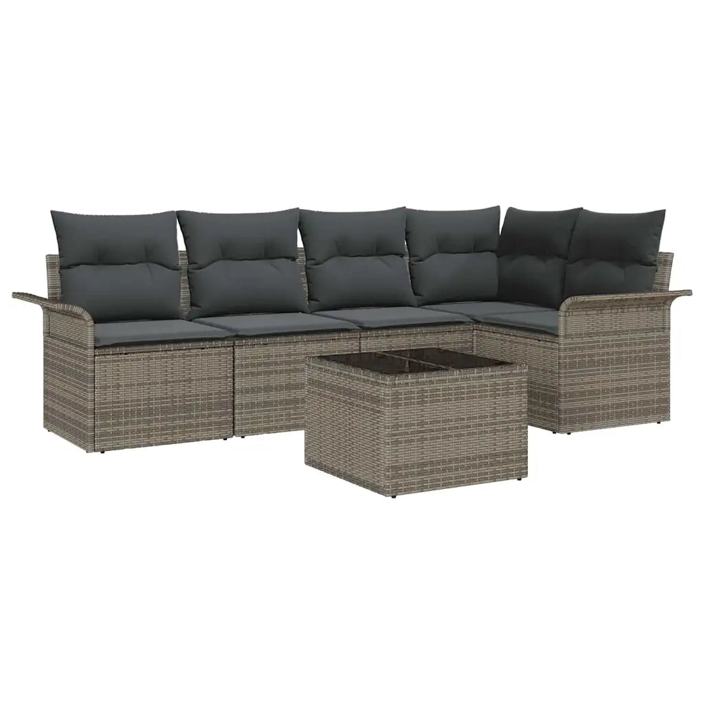 Set Divano da Giardino con cuscino 6 pcs Grigio Poly Rattan 3354038
