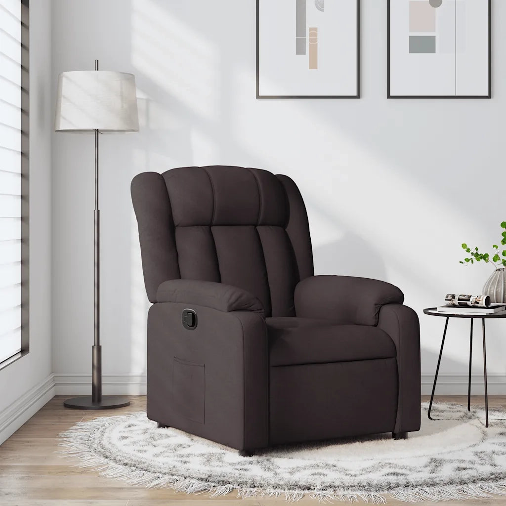 Poltrona Reclinabile Marrone Scuro in Tessuto 373579