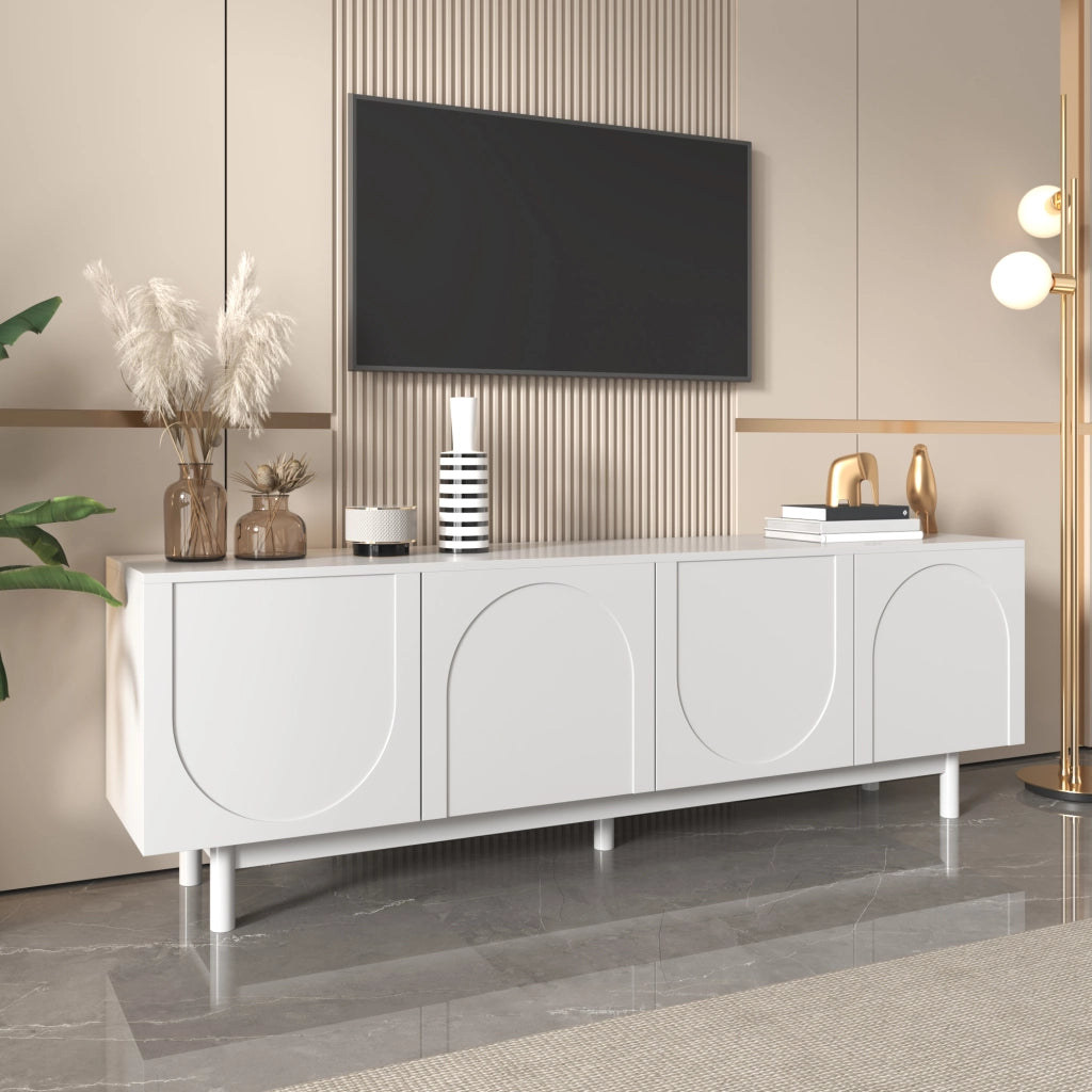 Cassettiera TV bianca in truciolato lunghezza 175 cm