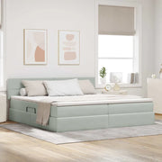 Letto con contenitore e LED Grigio chiaro 200 x 200 cm Velluto 3371415