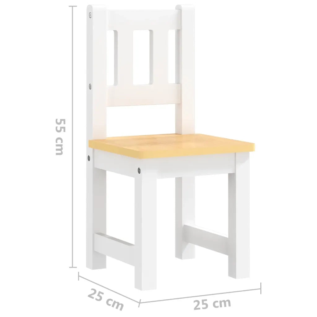 Set Tavolo e Sedie per Bambini 4 Pezzi Bianco e Beige in MDF CFW1184393