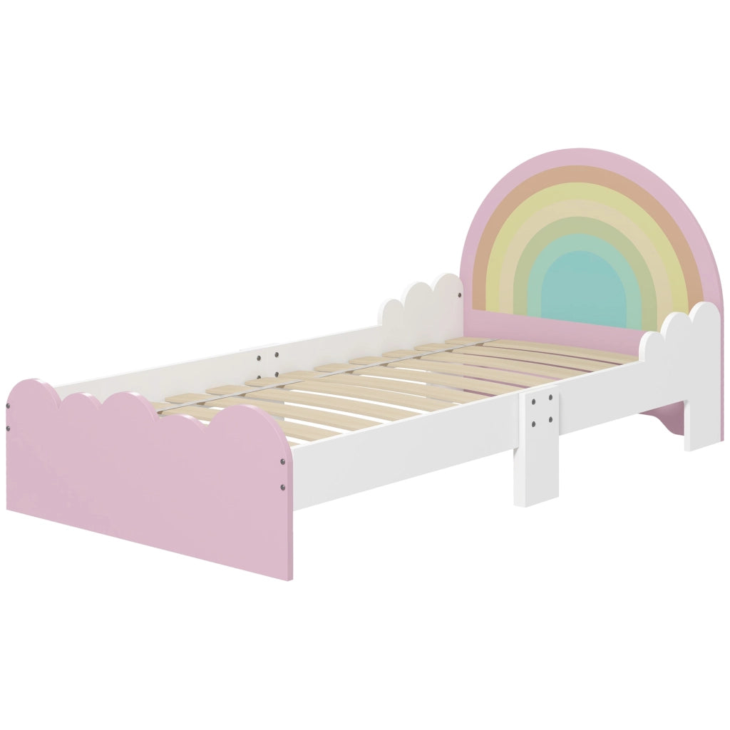 Lettino per bambini con sponde anticaduta ¨C Xylo ¨C MDF bianco e rosa 143x74x66 cm