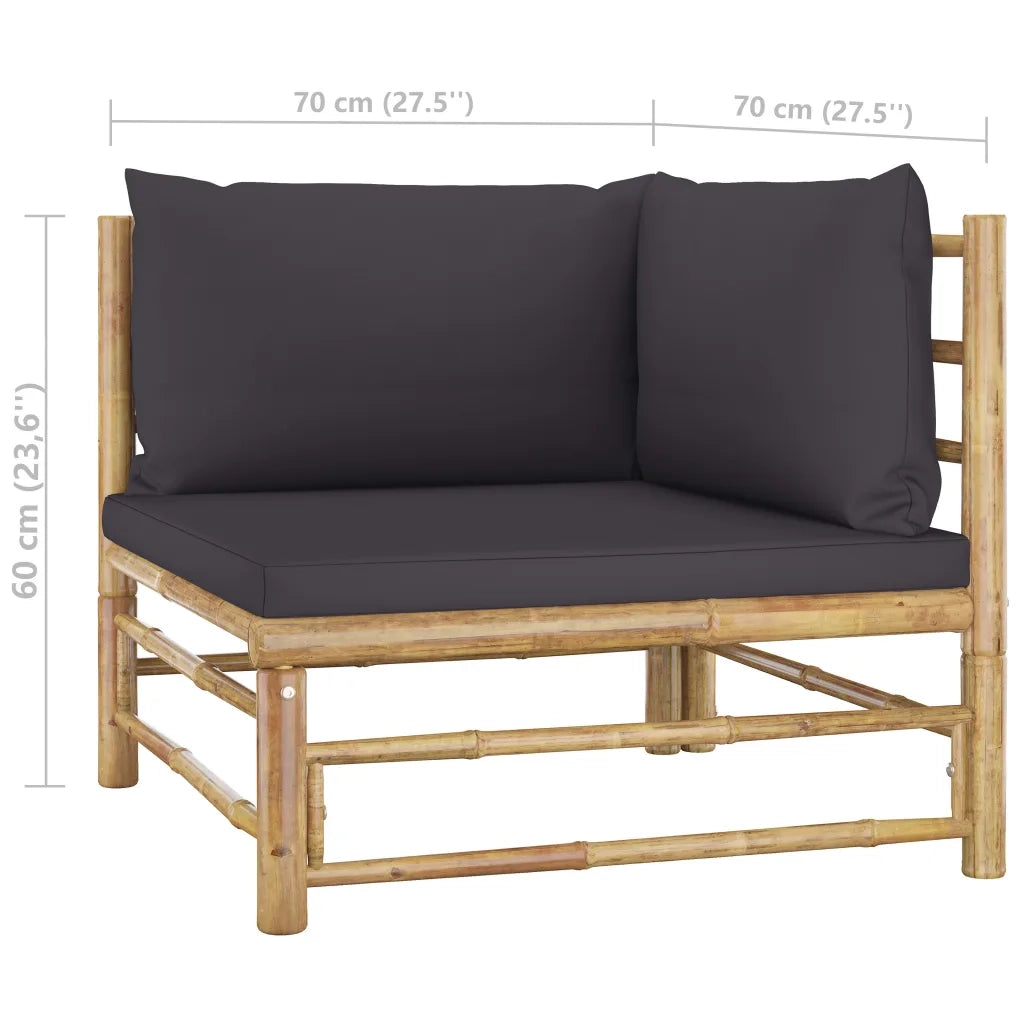 Set Divani da Giardino 6 pz con Cuscini Grigio Scuro in Bambù 3058240