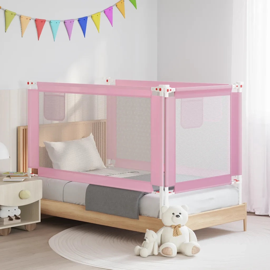 Sponda Letto di Sicurezza per Bambini Rosa 150x25 cm Tessuto