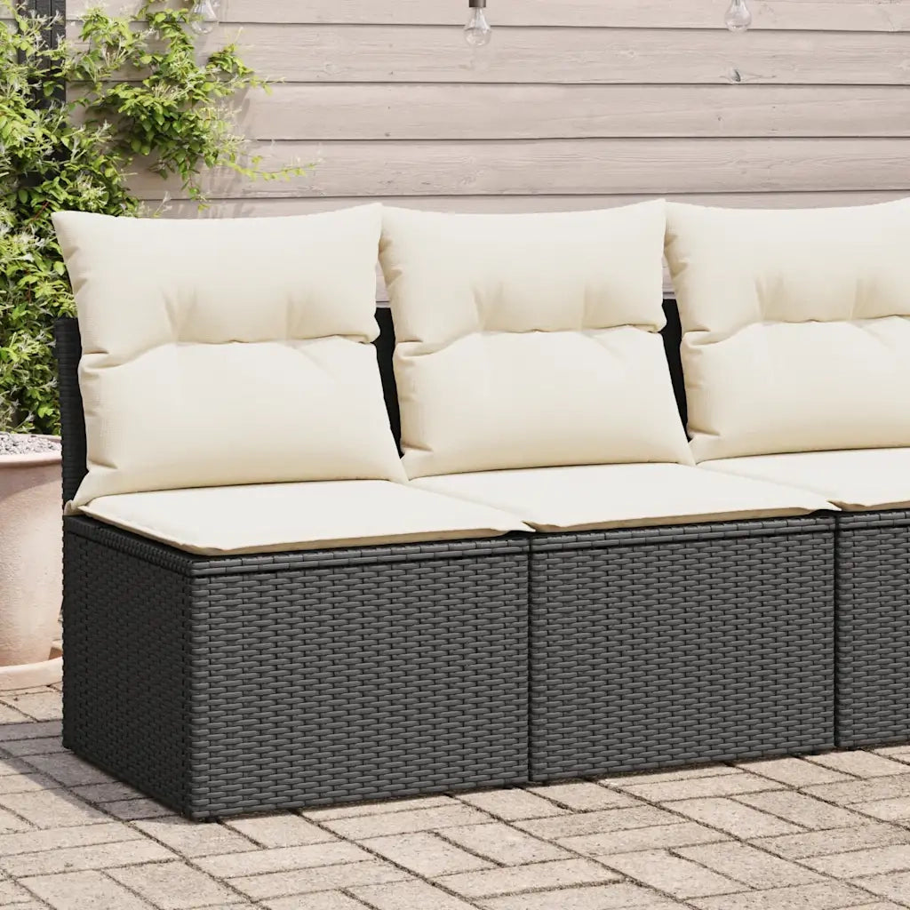 Set Divani da Giardino con Cuscini 2 pz Nero Polyrattan Acacia 3325232