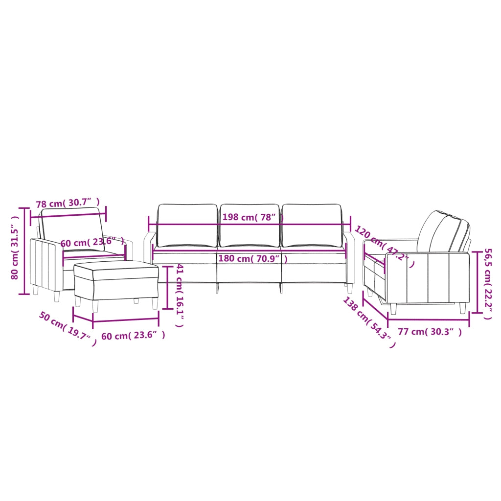 Set di Divani 4 pz con Cuscini Rosso Vino in Velluto 3201490