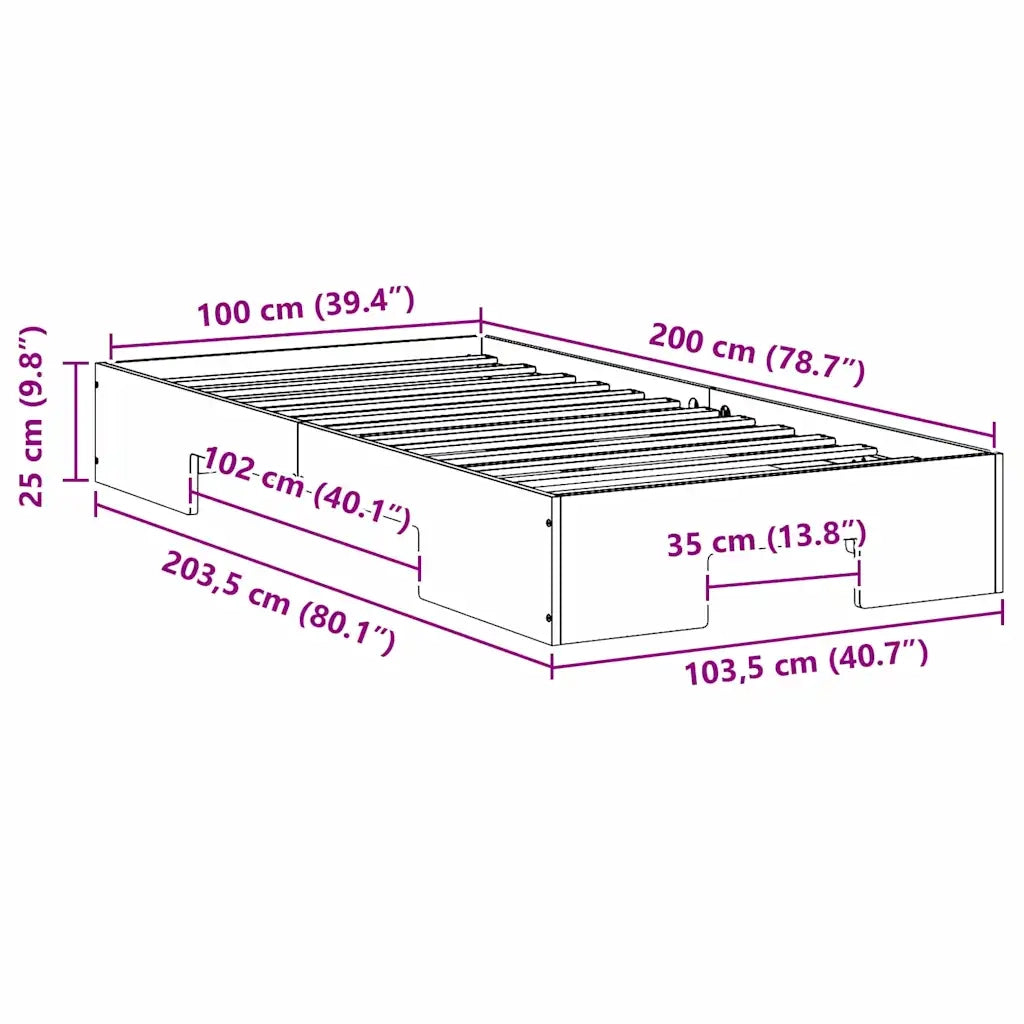 Struttura del letto-Giroletto Marrone 100 x 200 cm 447089