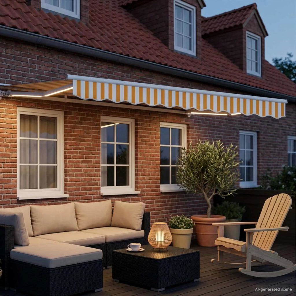 Cornice per Tenda Manuale con LED Giallo e Bianco 3 x 2,5 m 3420574