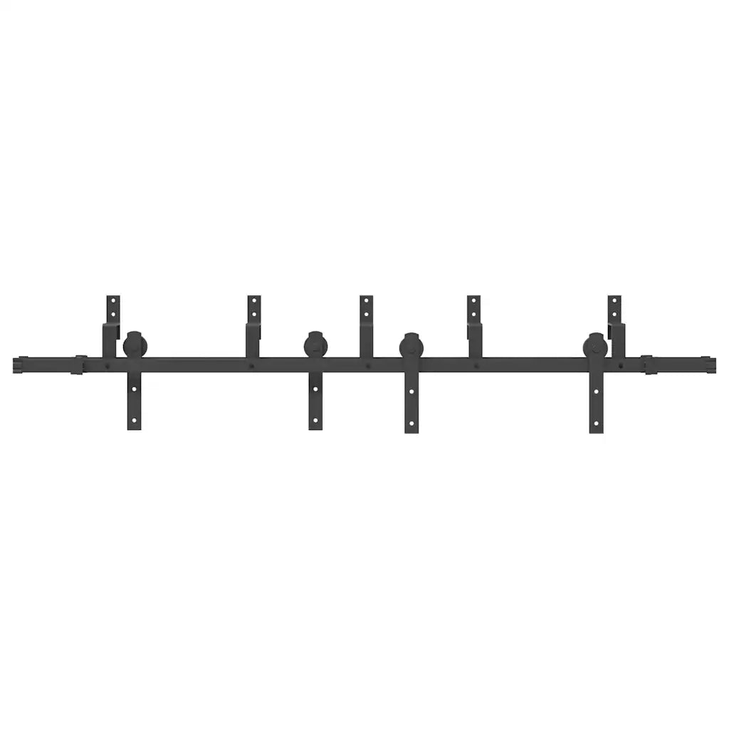 Kit di Binari per Porte Scorrevoli 200 cm Acciaio Nero 3295722