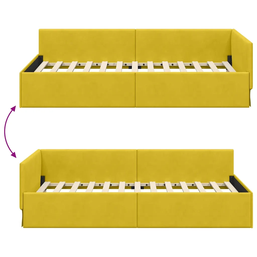 Cornice del letto ad angolo Giallo 90 cm x 190 cm Velluto 42016077