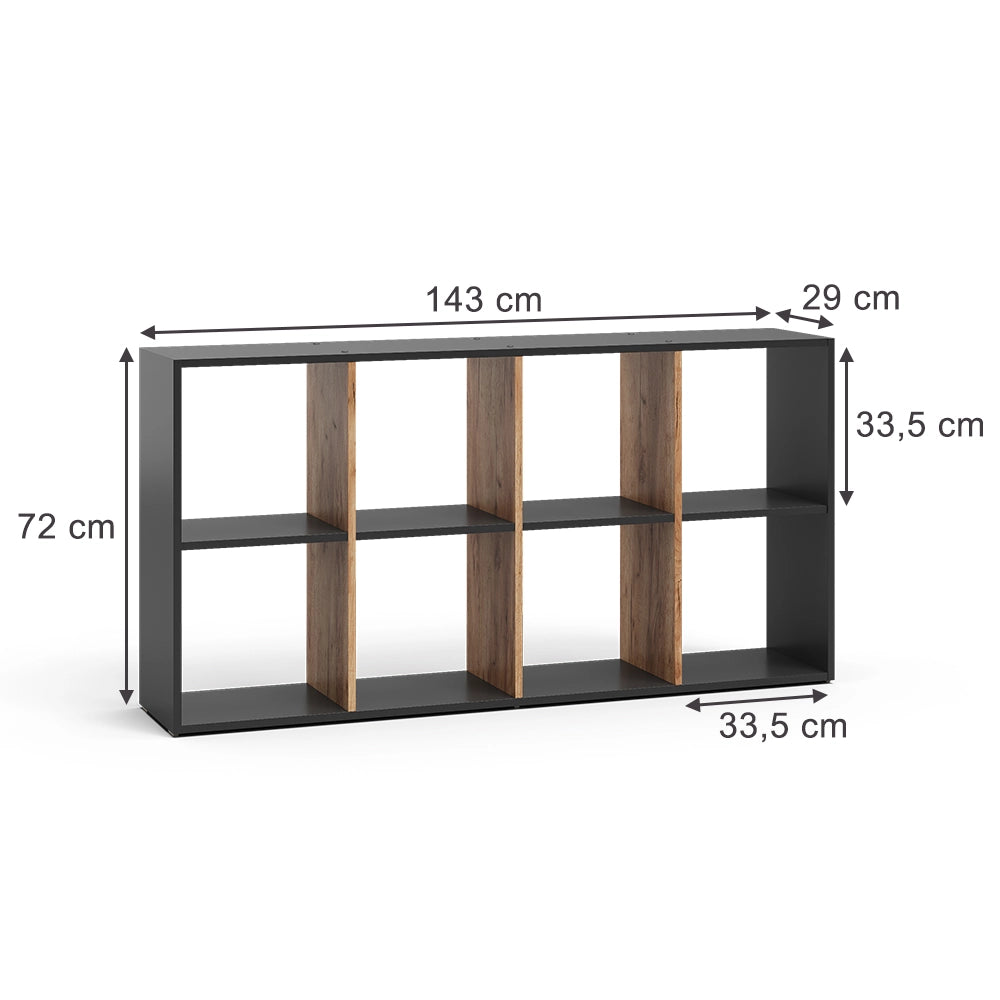 Vicco Scaffale Antracite/quercia dorata 143 x 72 cm