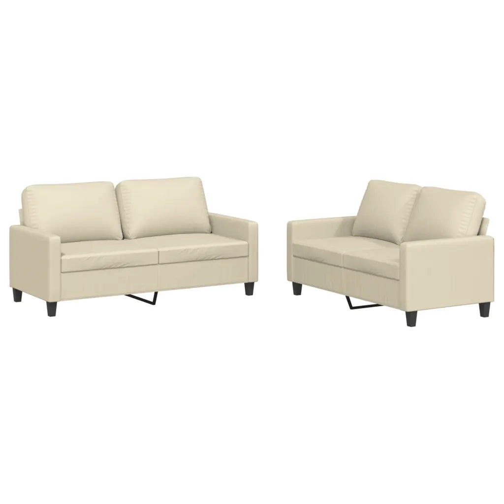 Set di Divani 2 pz con Cuscini crema in Similpelle 3201409