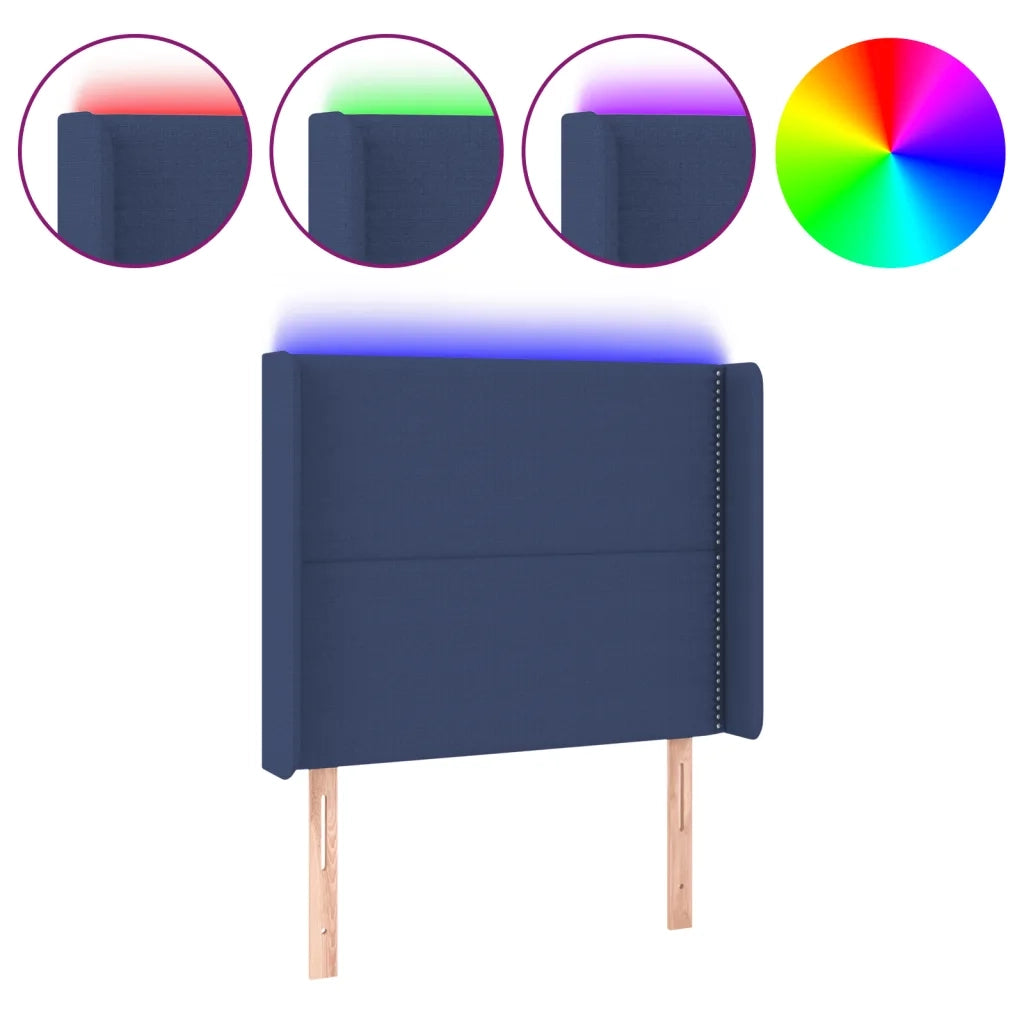 Testiera | Testata a LED Blu 103x16x118/128 cm in Tessuto