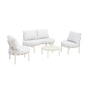Salotto da giardino in alluminio e tessuto, 4 posti, beige