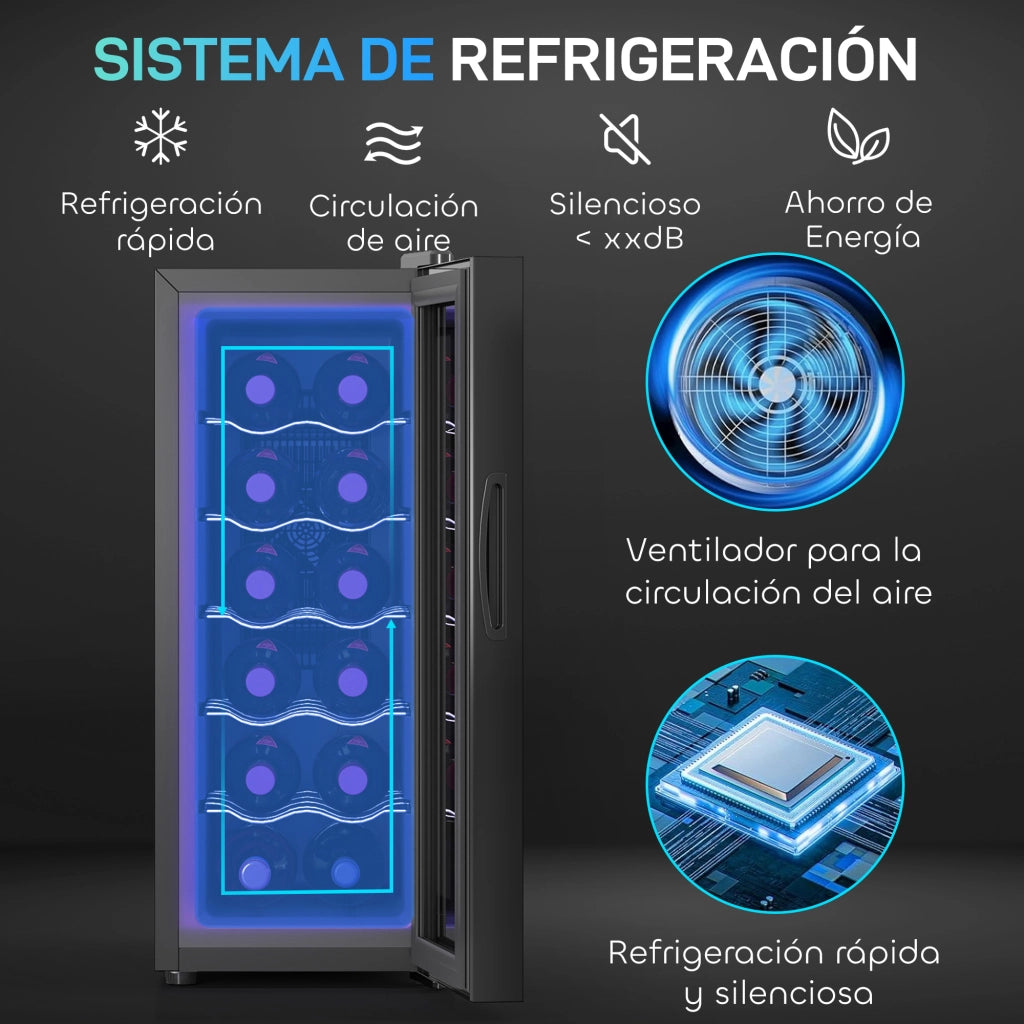 Cantinetta Vino 12 Bottiglie ¨C Xylo ¨C Doppia Refrigerazione Termoelettrica 8-18¡æ Porta Vetro Nero