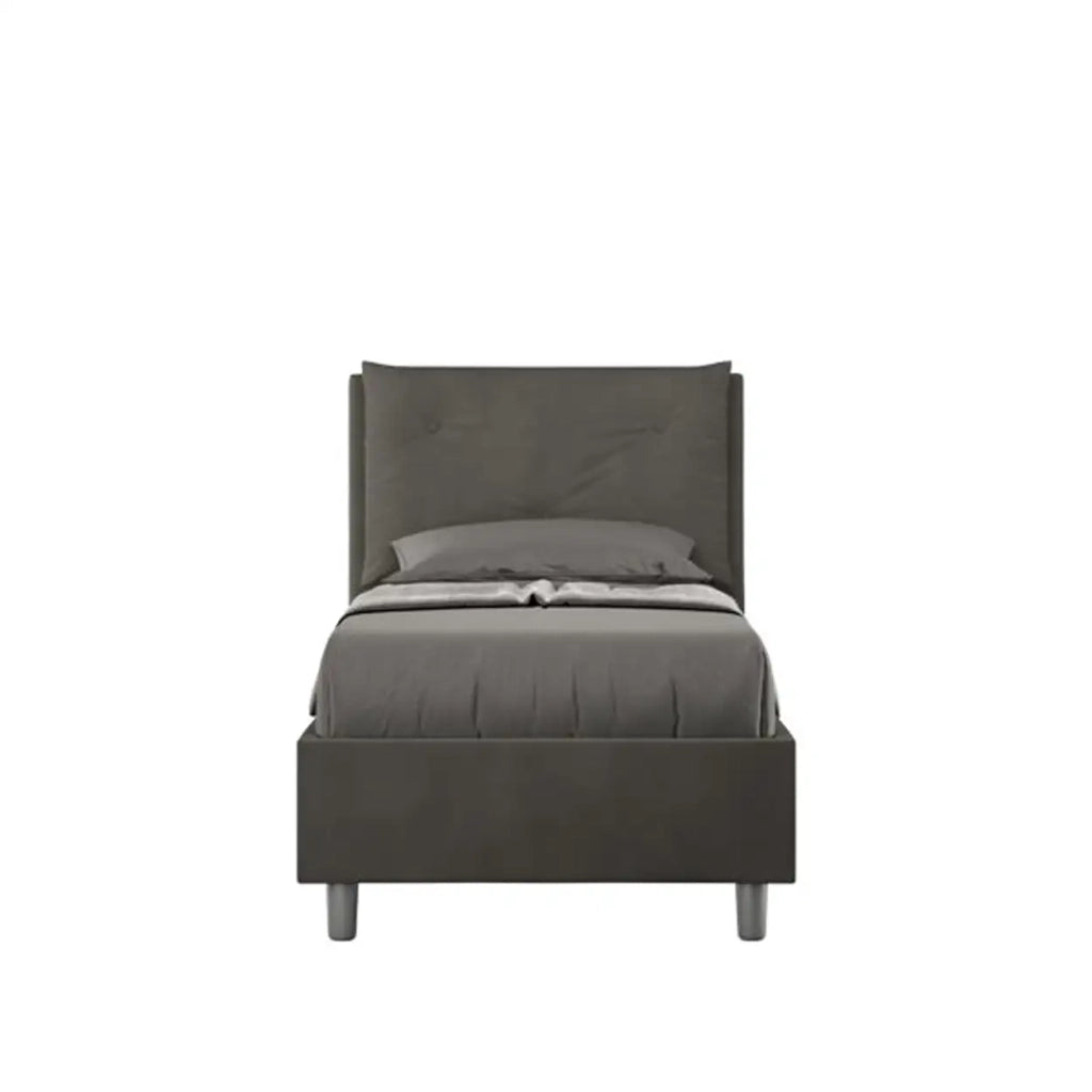 Letto singolo senza rete imbottito 80x200 microfibra grigio Appia