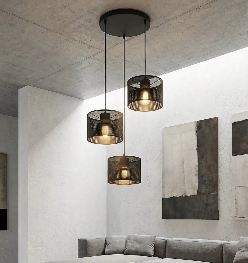Lampada a sospensione KARBON nera 3xE27 metallo Emibig