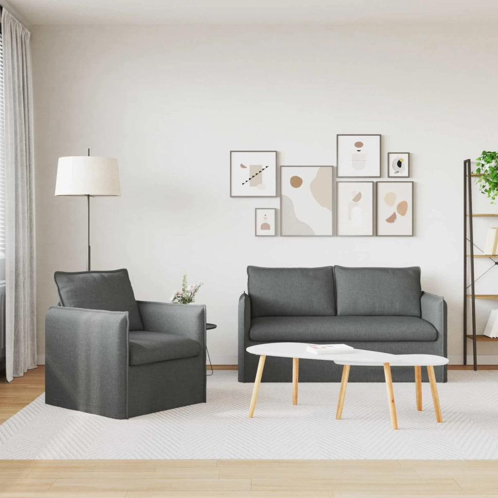 Divano 2 pcs Grigio scuro 196 x 82 x 85 cm Tessuto