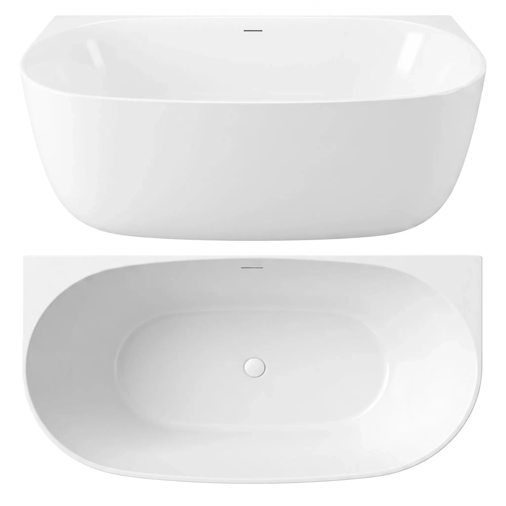 Vasca Bagno A Parete Rea Eris 150cm Copritappo nero