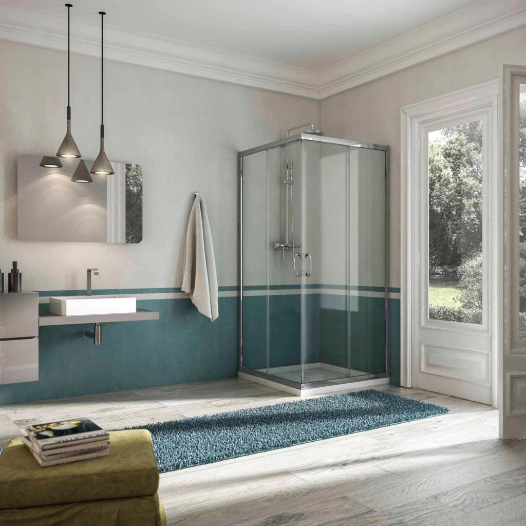 Box Doccia Angolare 75x80 cm 2 Ante Scorrevoli in Cristallo Opaco 6mm H185 Fosterberg Vejle