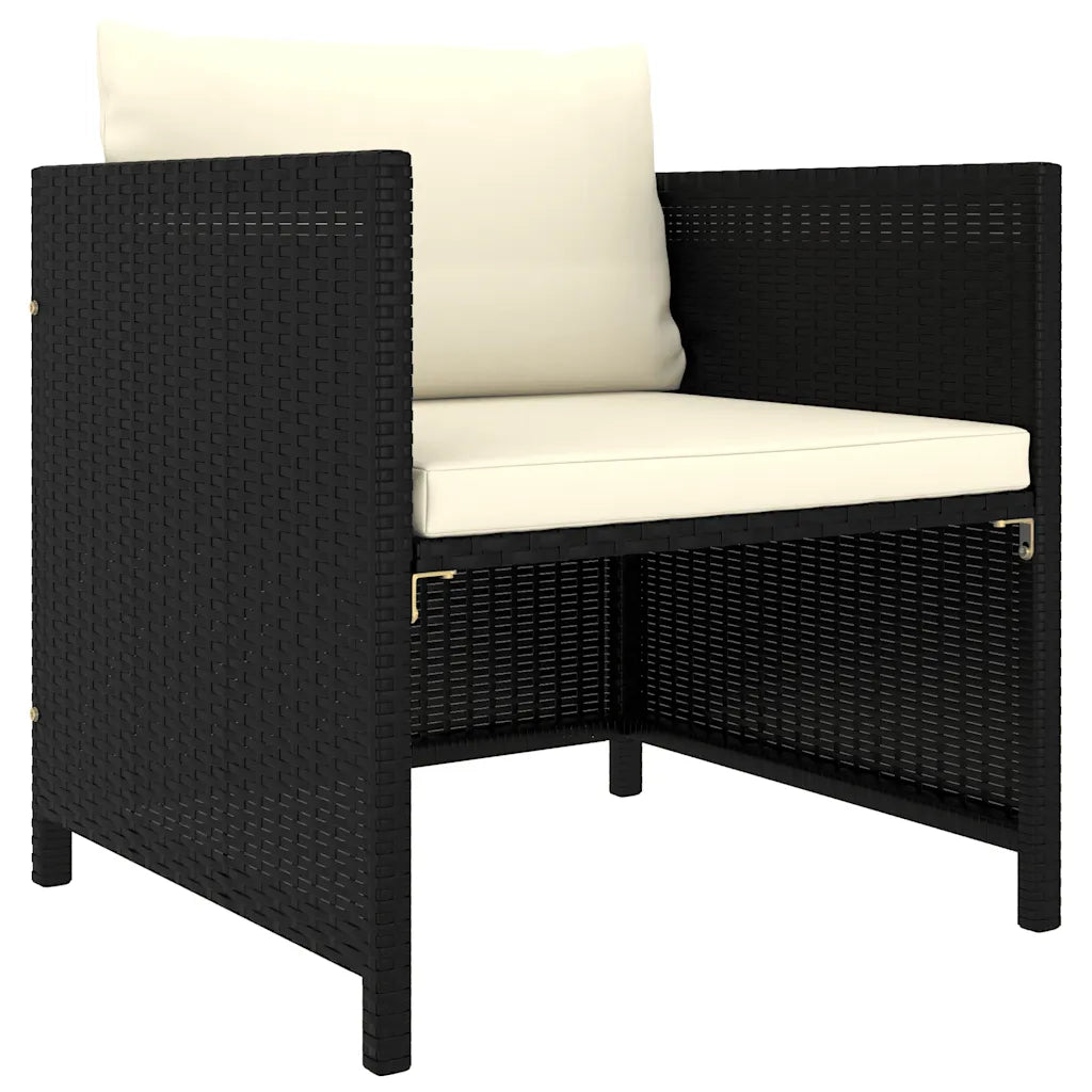 Set Divani da Giardino 7 pz | Set Salotto da Giardino con Cuscini in Polyrattan Nero