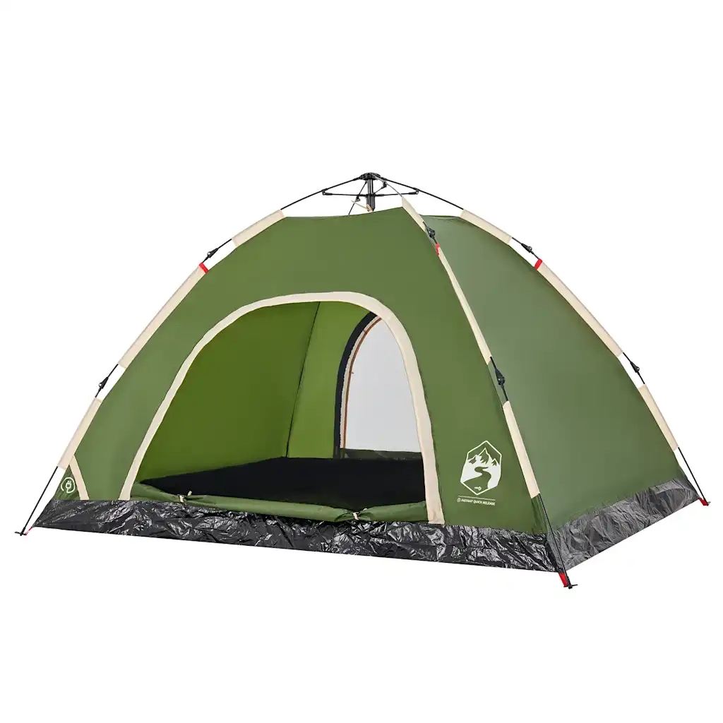 Tenda da Campeggio 4 Persone-Tenda per Escursionismo Verde a Rilascio Rapido