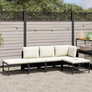 Set Divani da Giardino 5 pz | Set Salotto da Giardino con Cuscini in Polyrattan Nero