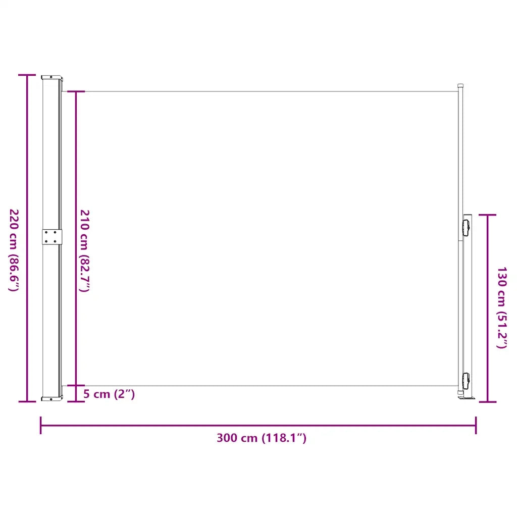Tenda Laterale Retrattile per Patio 220x314 cm Nera 313423