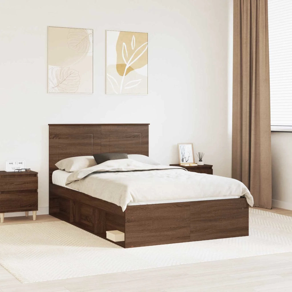 Letto matrimoniale | Letto per adulti | Struttura del letto Rovere Marrone 120 x 200 cm Pino massello
