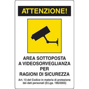 CARTELLO 20X30CM AREA VIDEOSORVEGLIATA.