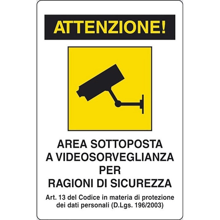 CARTELLO 20X30CM AREA VIDEOSORVEGLIATA.