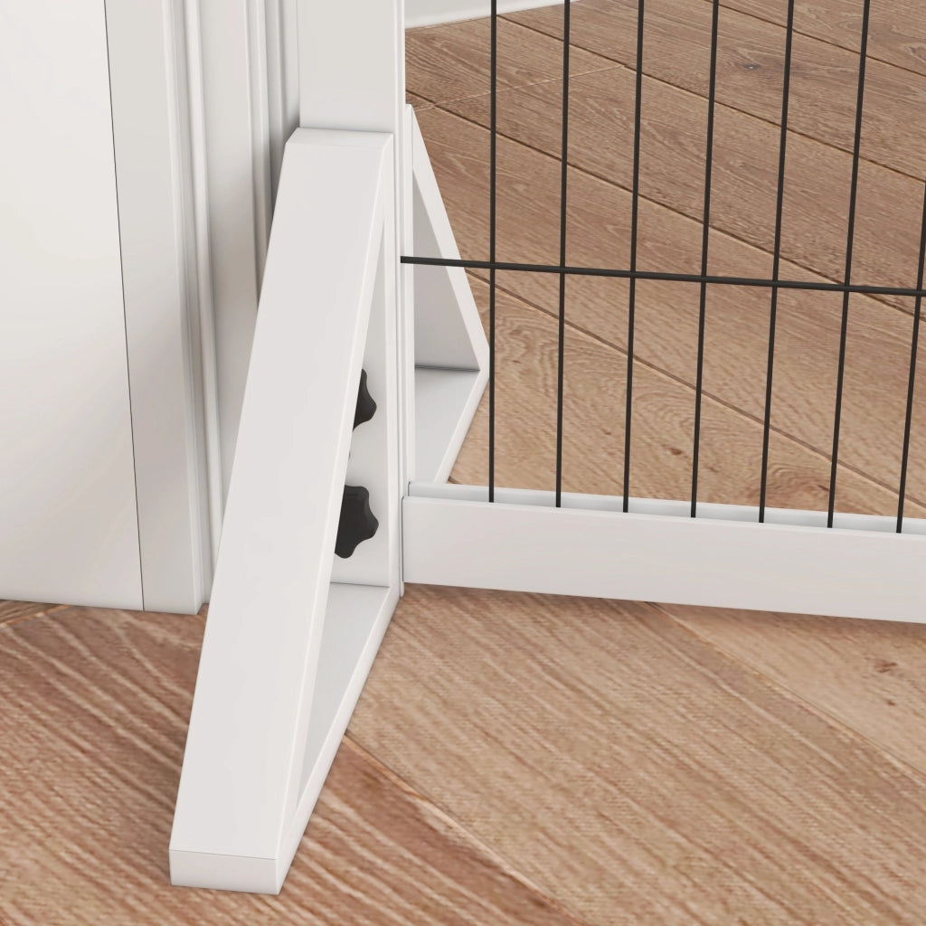 Cancelletto di sicurezza per cani 2 pannelli regolabile 101-181 cm ¨C Xylo ¨C legno acciaio bianco