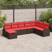 Set di divani con cuscino Marrone e Rosso polyrattan 3359133