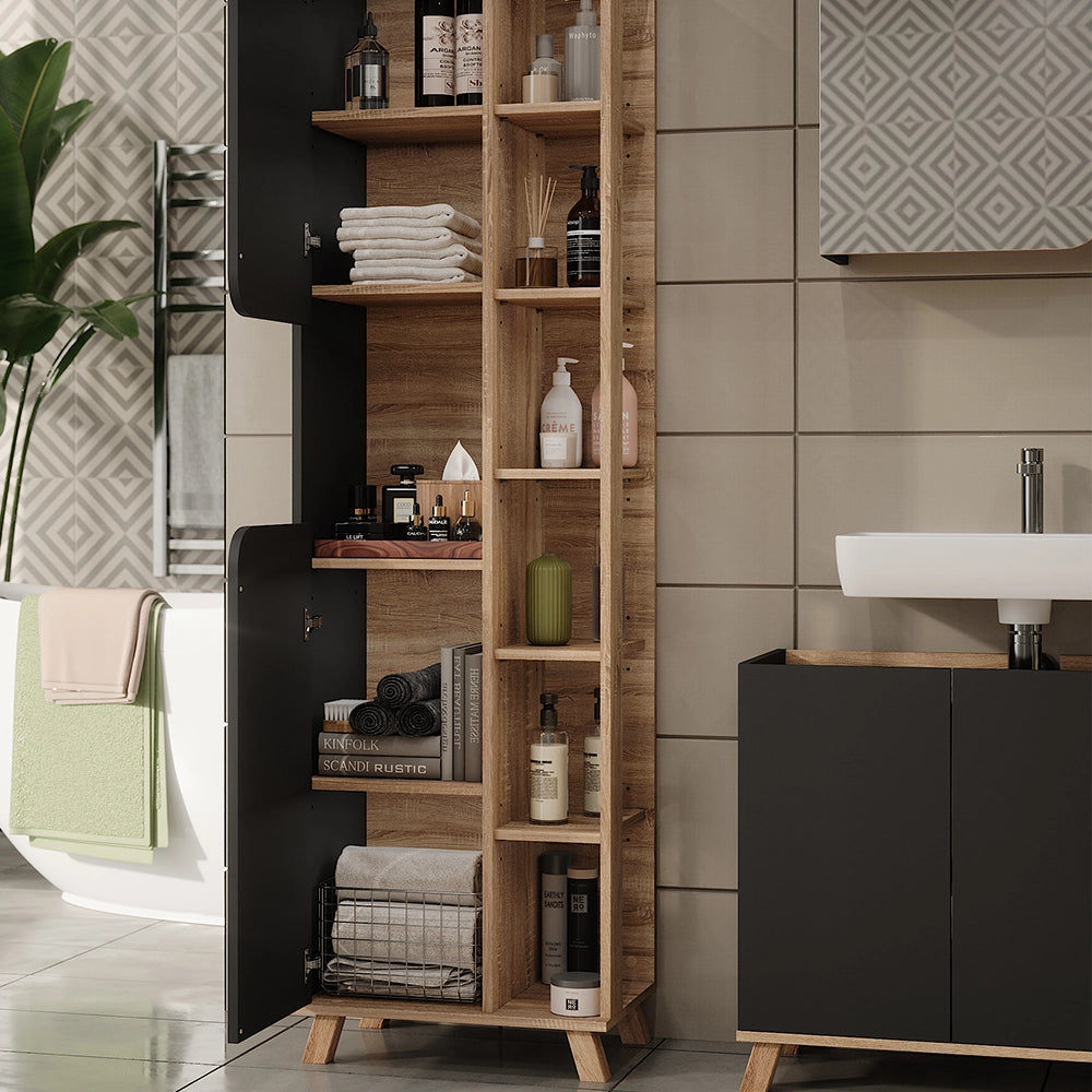 Vicco Set di mobili da bagno Sonoma/antracite 3 parti