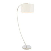 Lampada da terra arco moderna nichel, paralume bianco E27 Endon