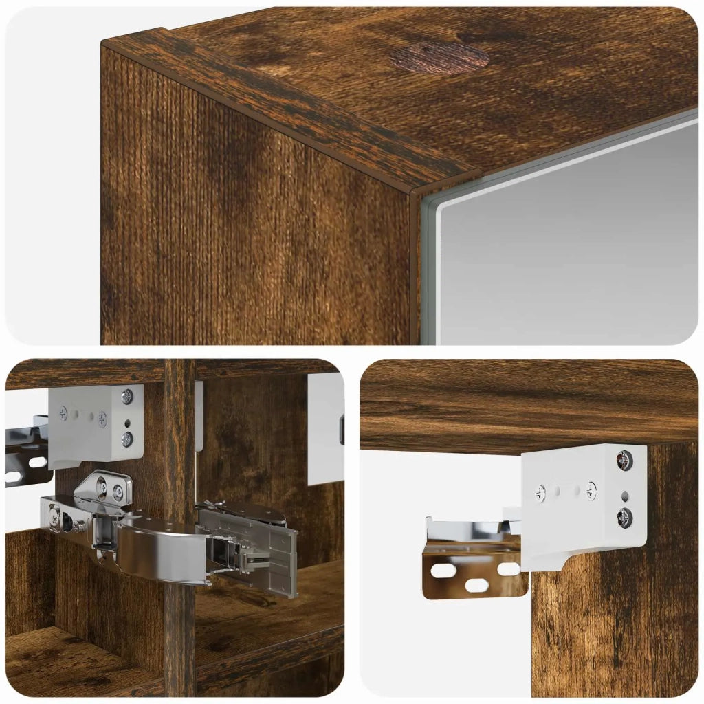 Mobiletto per specchio da Bagno | Armadio da bagno Rovere fum¨¦ 30 x 10,5 x 50 cm