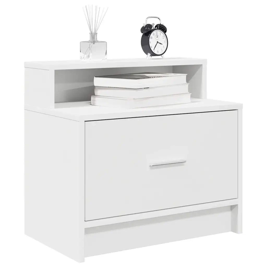 Comodino | Armadio da Notte | Mobiletto da notte con Cassetto Bianco 51x31x47 cm