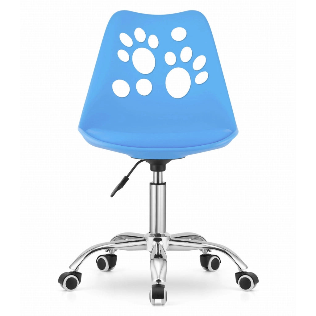 Sedia girevole PRINT blu per bambini e ragazzi con decoro a zampe