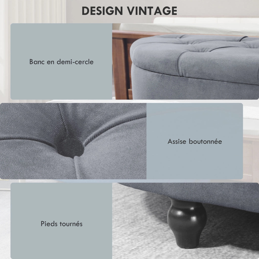 Pouf ¨C Minimal ¨C Blu, velluto, legno