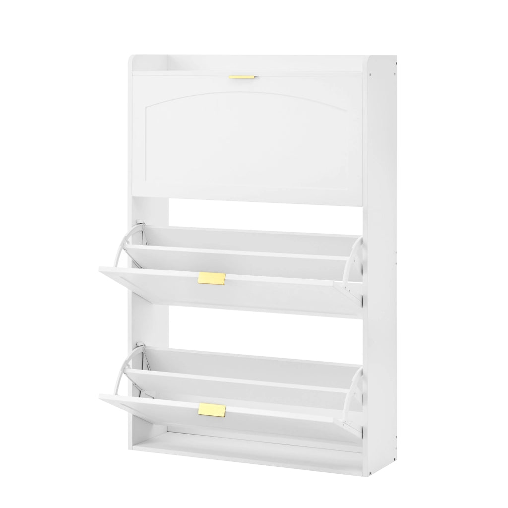 Scarpiere stretto con 3 ante - Zephmum - 76x23x118 cm - Bianco
