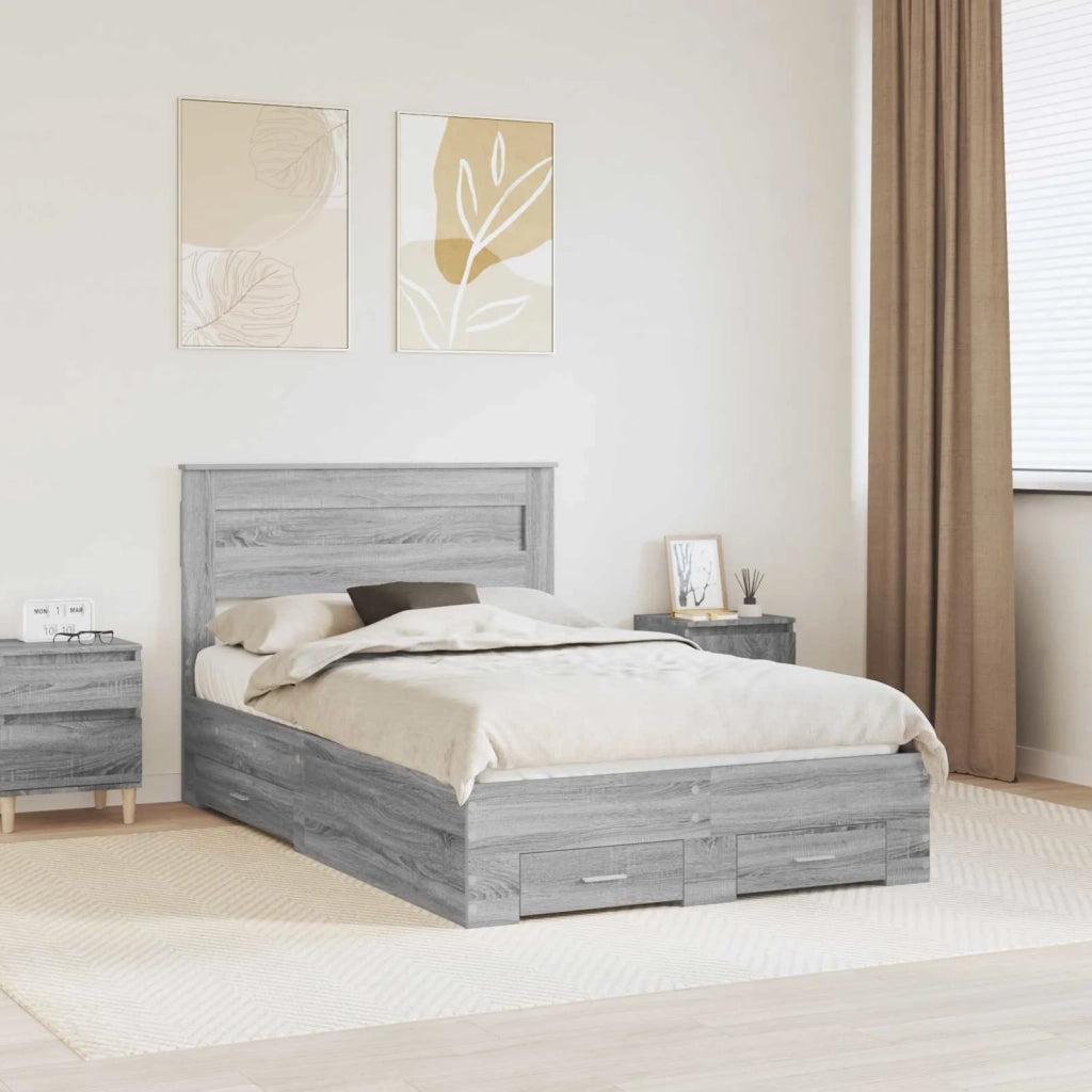 Struttura del letto con testiera Grigio Sonoma 120 x 190 cm 3410008