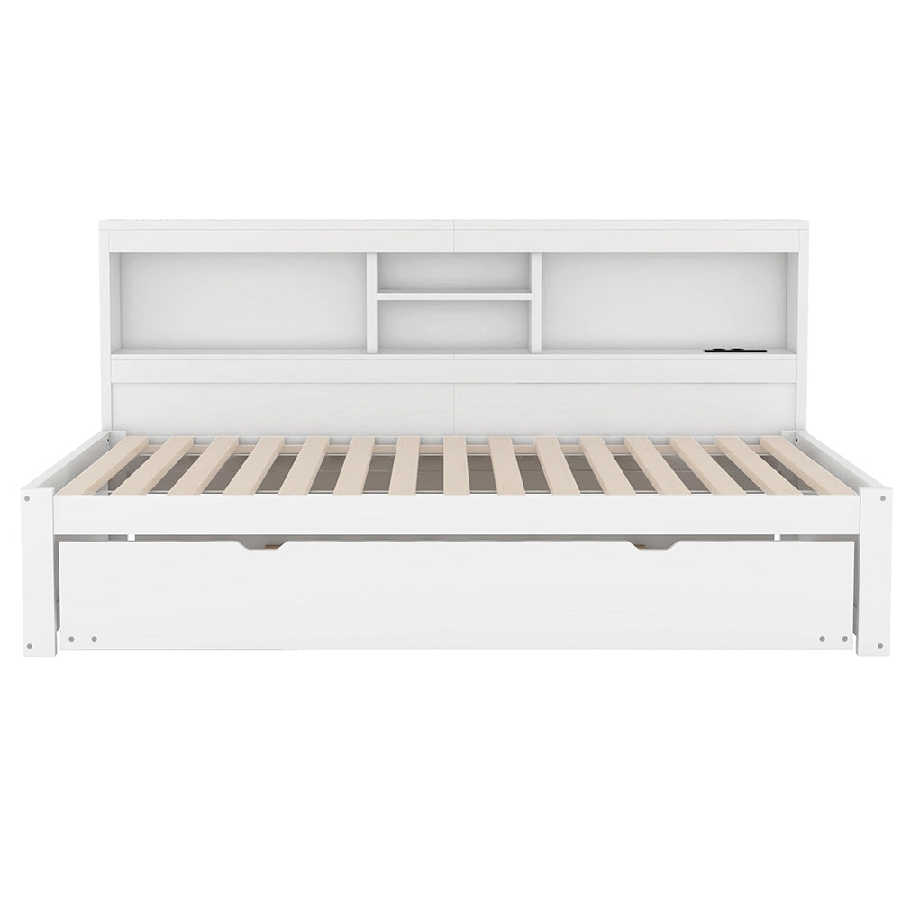 Divano letto daybed - Xylo - 90x200 cm LED USB contenitore bianco