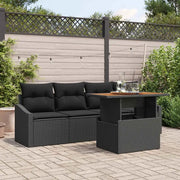 Set Divano da Giardino con cuscino 5 pcs Nero Poly Rattan 3349771
